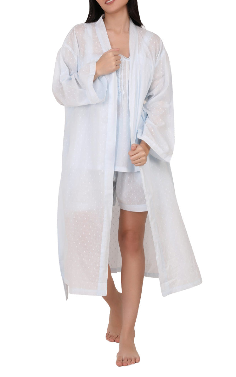 Arabella Gentle Blue Hailspot Robe For women you can buy online from natureswear Australia and New Zealand