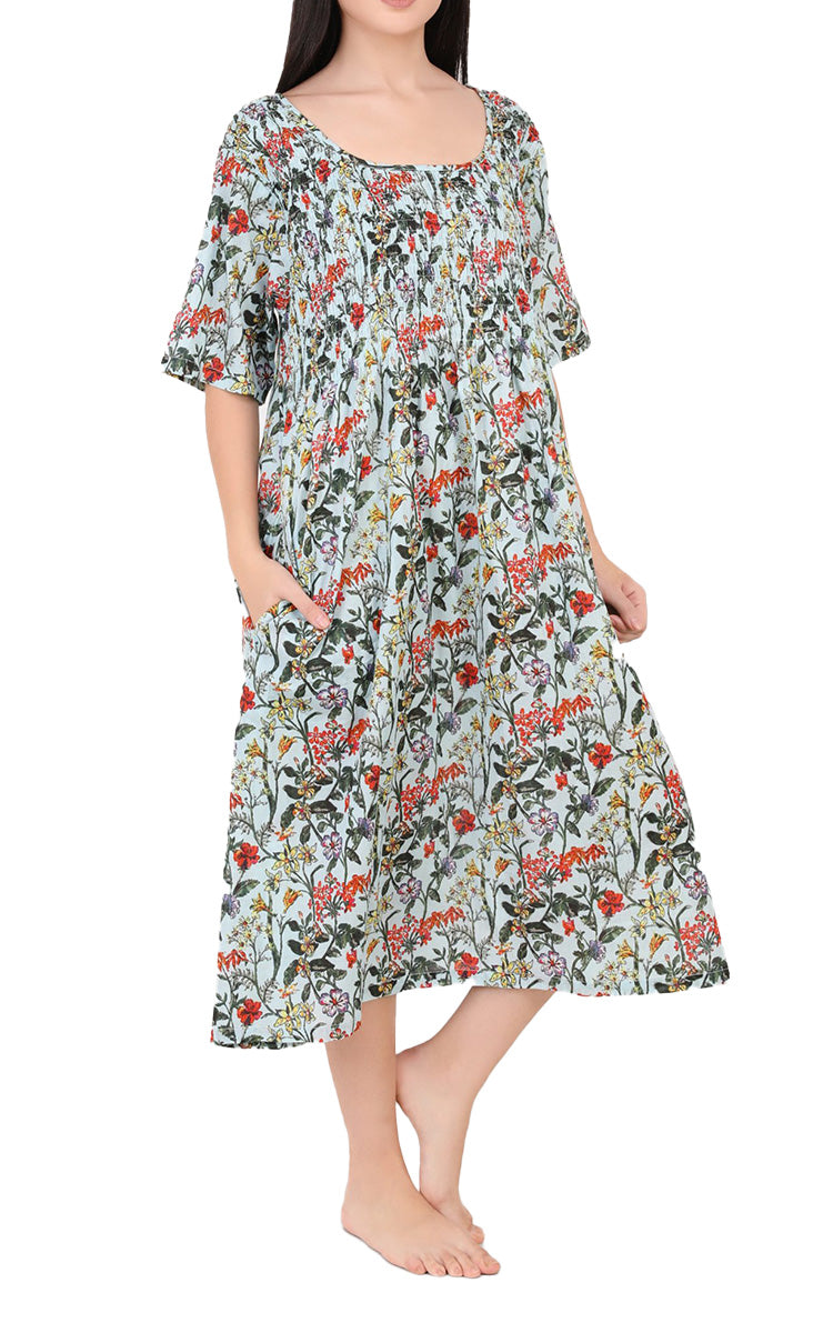 Arabella Angelina 100% Cotton Short Sleeve Nightgown in Egyptian Star Floral MD-83F5