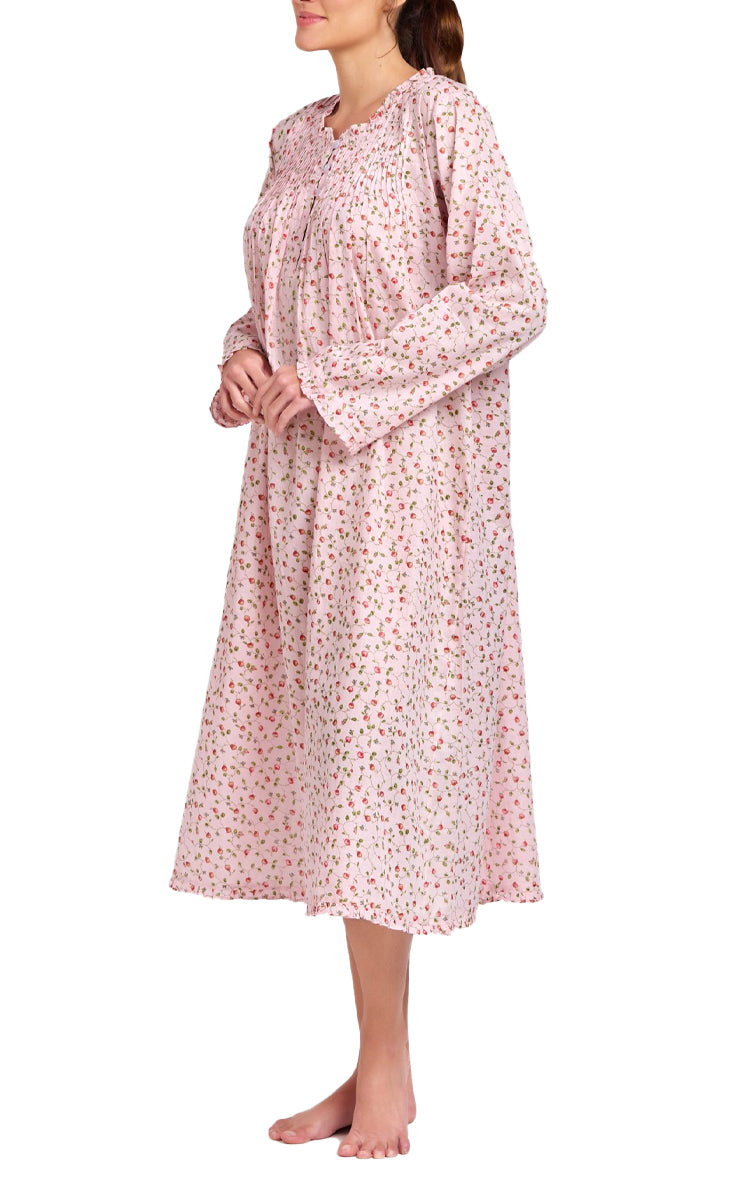 Cotton nightgown for women in pink floral print for sale at natureswear