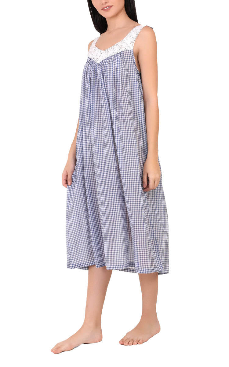 Blue gingham nightie for women by arabella made from pure cotton available to buy online at natureswear