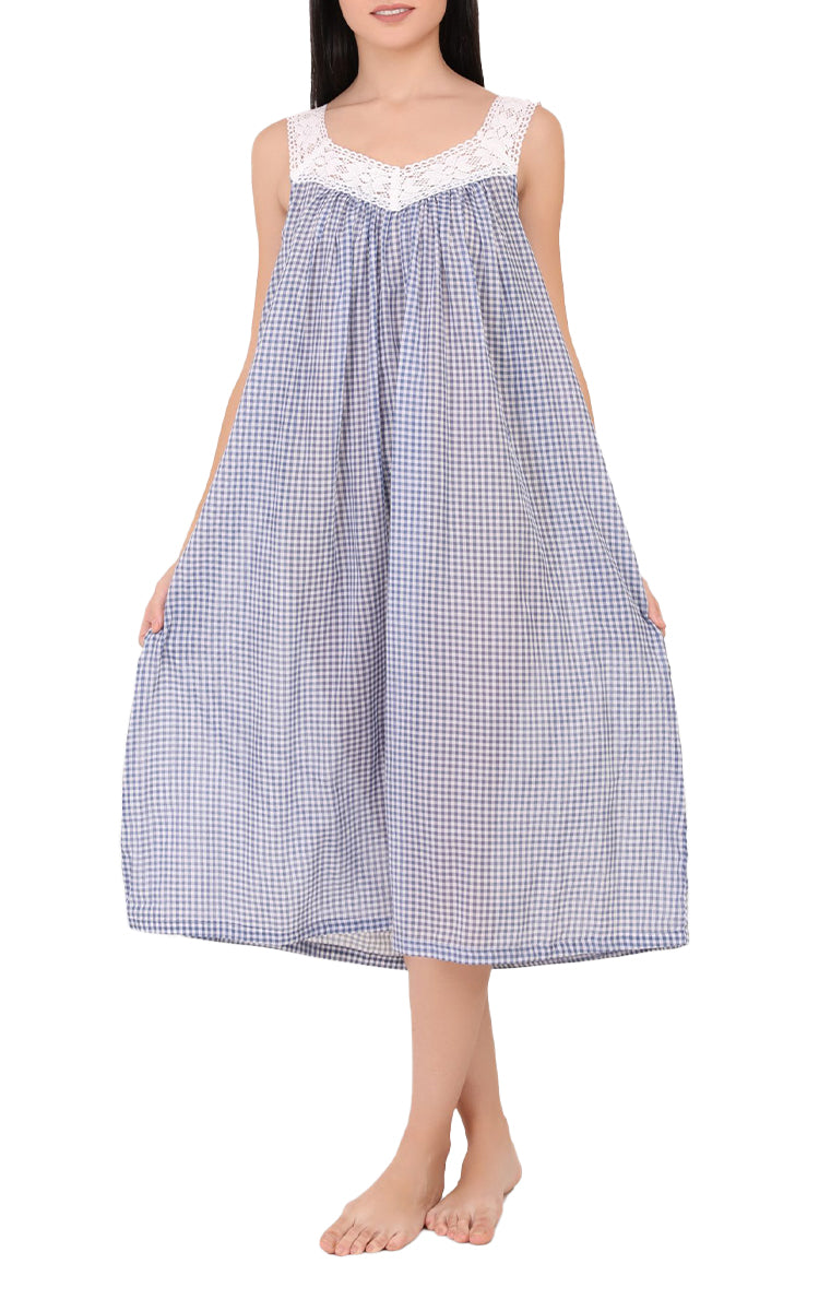 Blue gingham nightie for women by arabella made from pure cotton available to buy online at natureswear