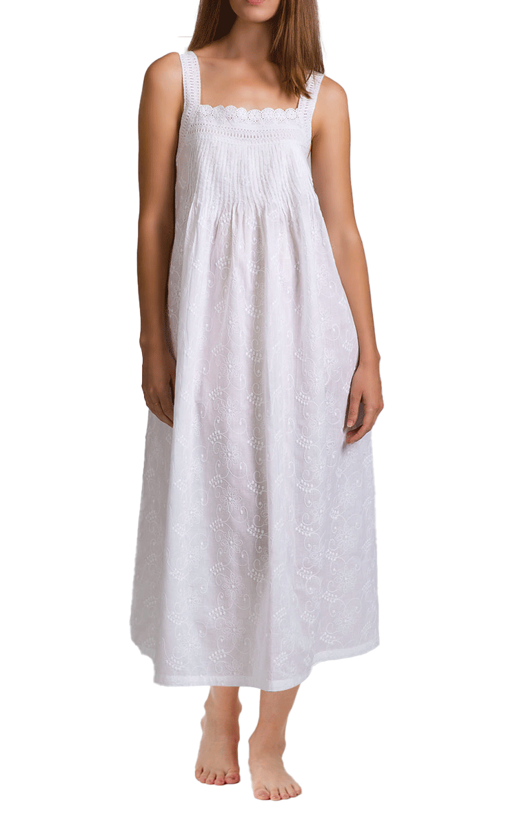 Arabella Josie 100% Cotton Sleeveless Nightgown in White MD-30