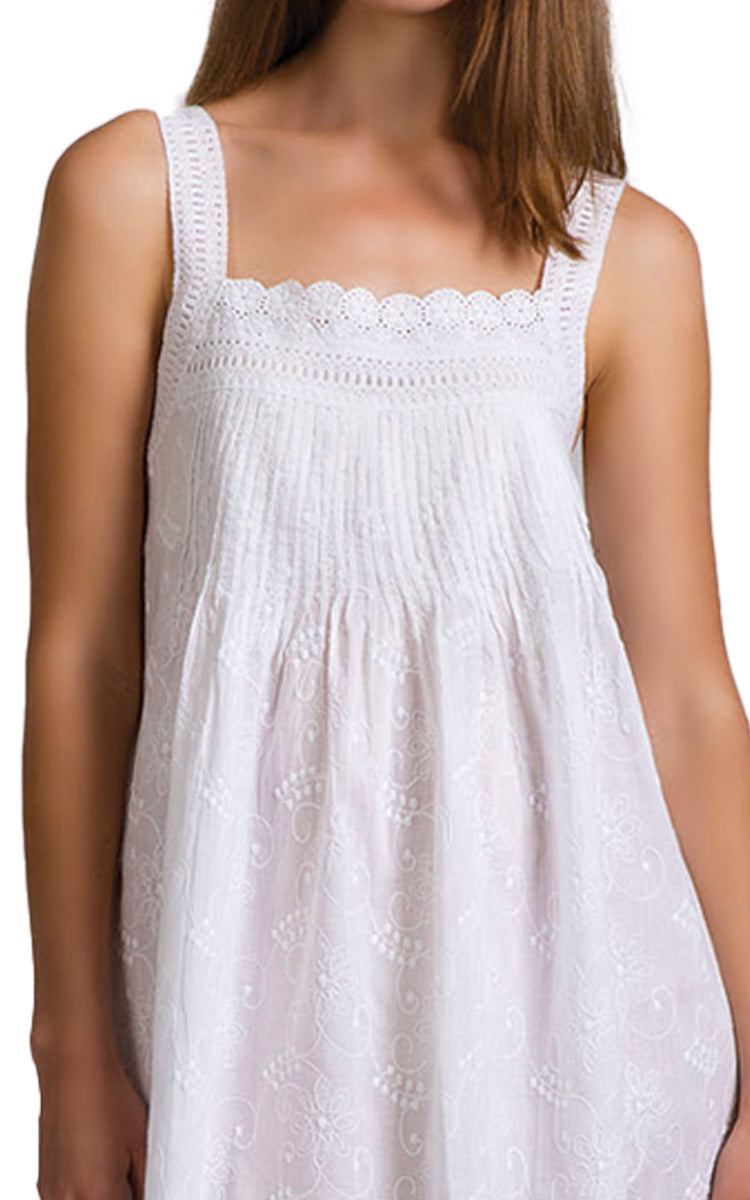 Arabella Josie 100% Cotton Sleeveless Nightgown in White MD-30