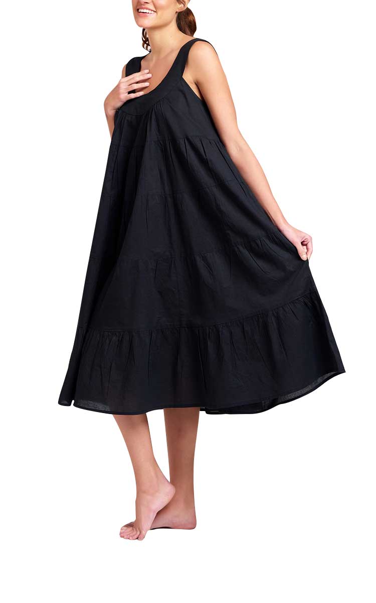 Arabella MATCHING SET Sonia Robe and Chelsea Nightie in Black MD-764BK and MD-74BK