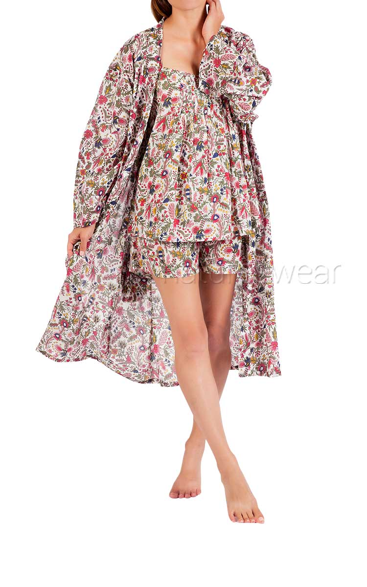 Arabella MATCHING SET Sonia Robe and Lily Nightie in Australian Wildflower Print MD-75V and MD-411V