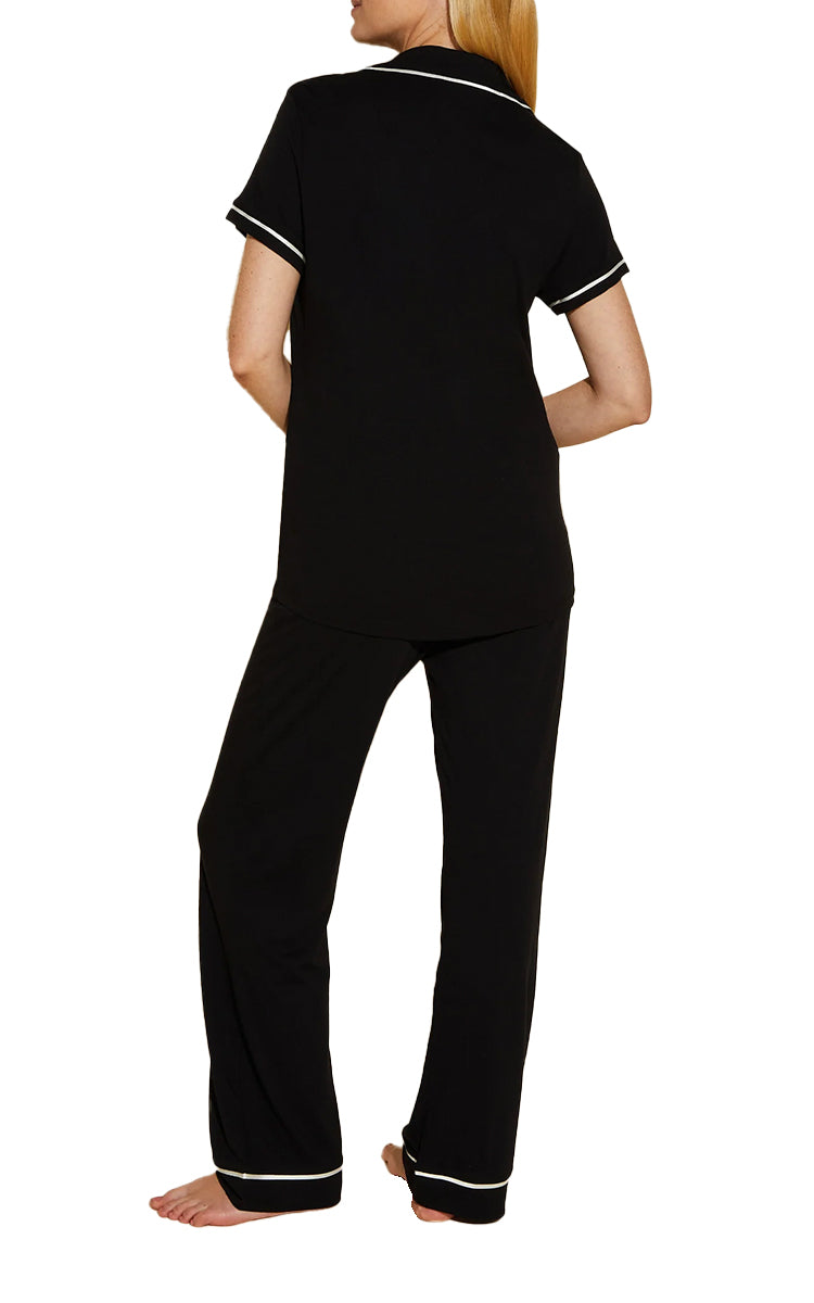 Cosabella 50% Modal and 50% Cotton Pyjama Short Sleeve Top & Long Pant in Black 9645 SALE