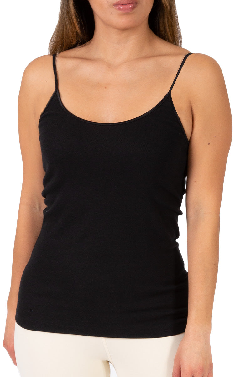 Emmebivi 100% Cotton Camisole Thermal in Black 30821