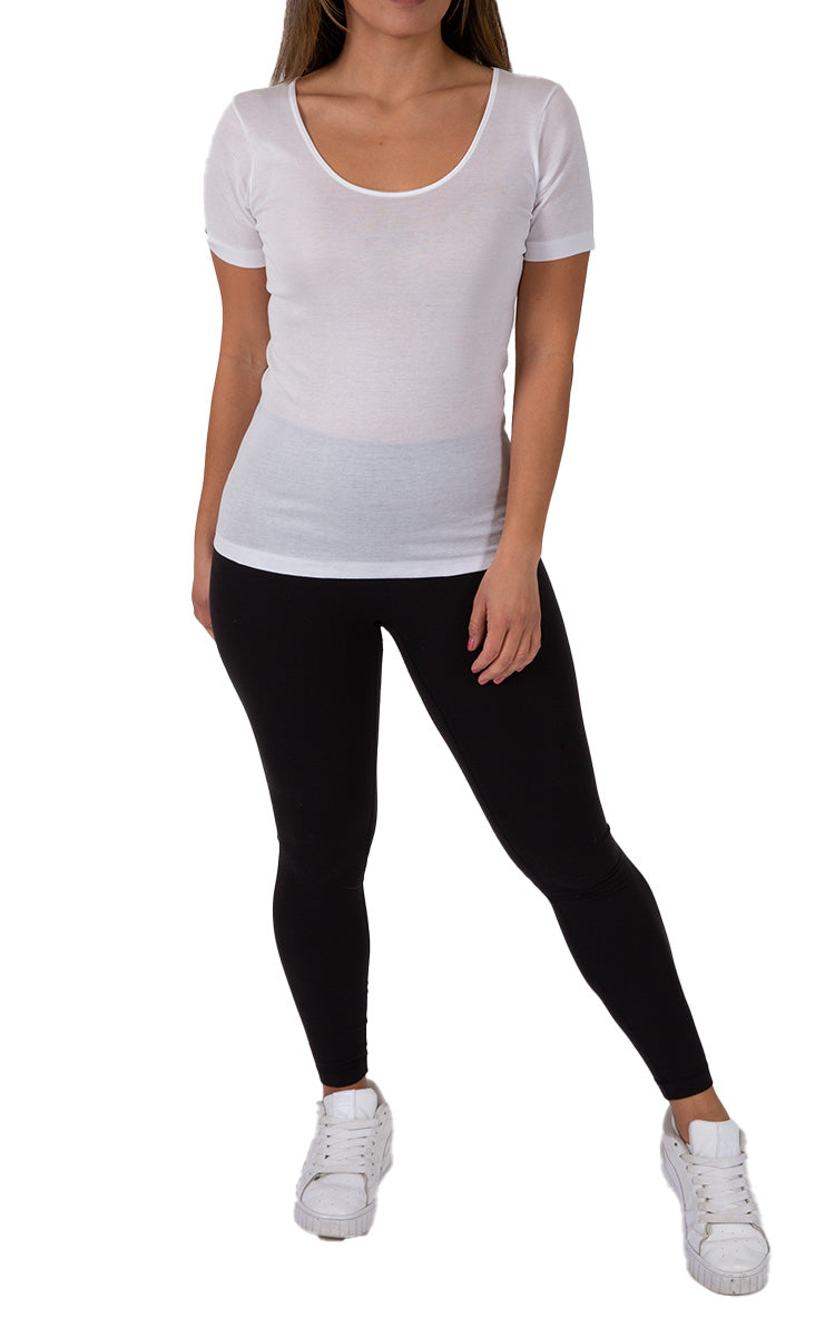 Emmebivi 100% Filoscozia® Cotton Top with Short Sleeve in White 13833