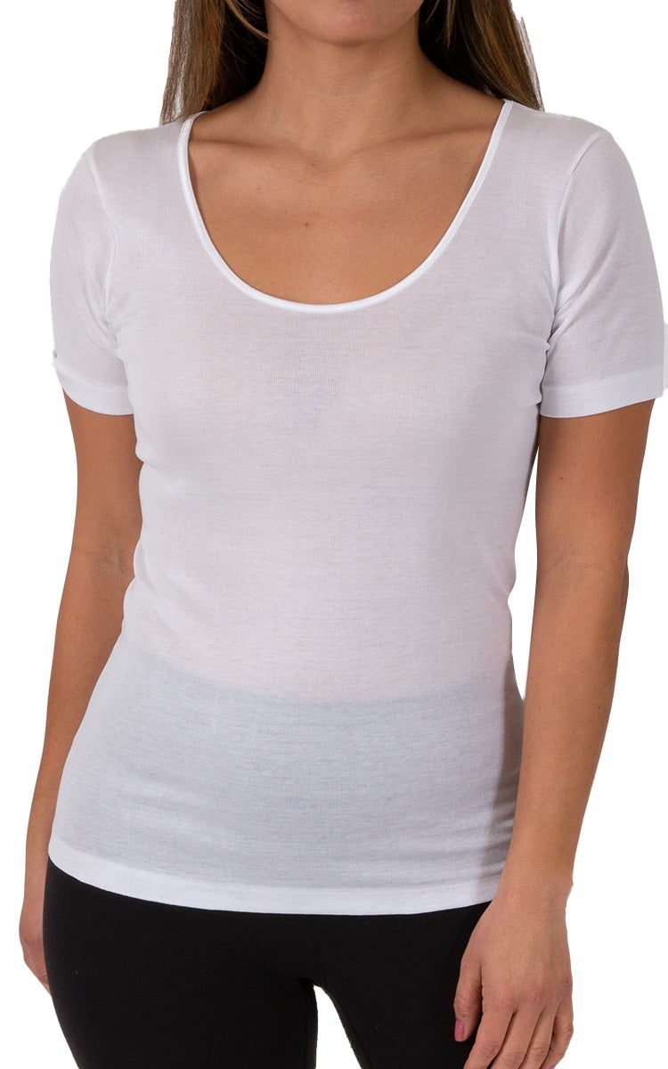 Emmebivi 100% Filoscozia® Cotton Top with Short Sleeve in White 13833