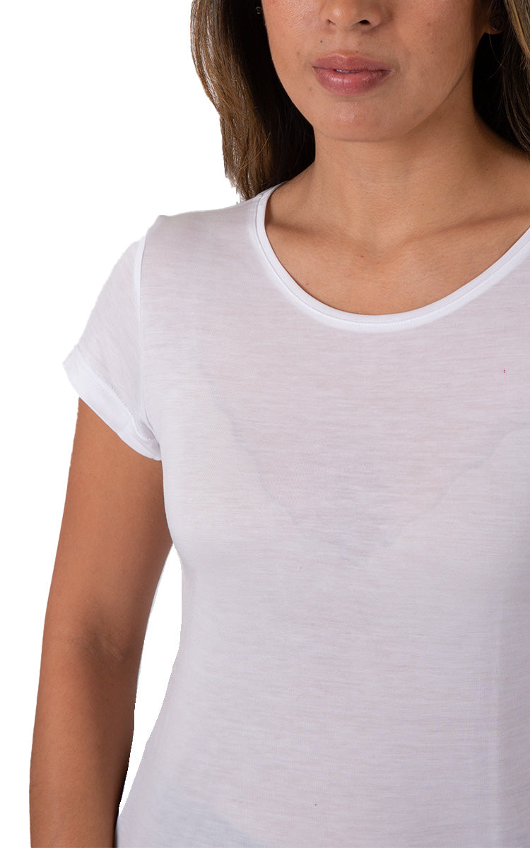 Emmebivi 100% Tencel Top with Short Sleeve in White 60212 SALE