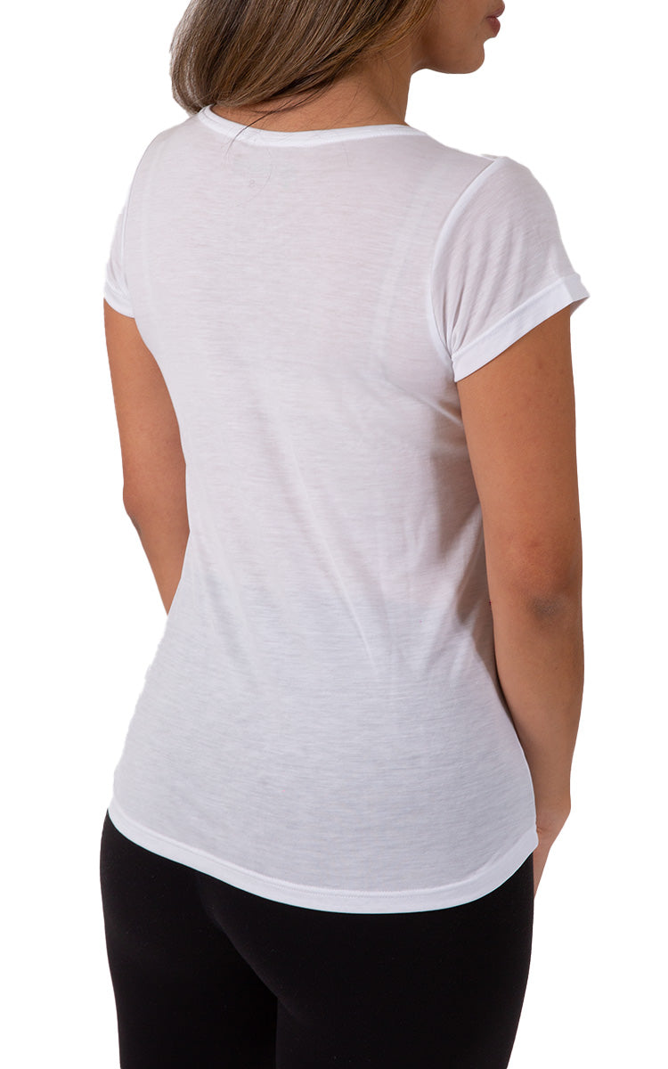Emmebivi 100% Tencel Top with Short Sleeve in White 60212 SALE