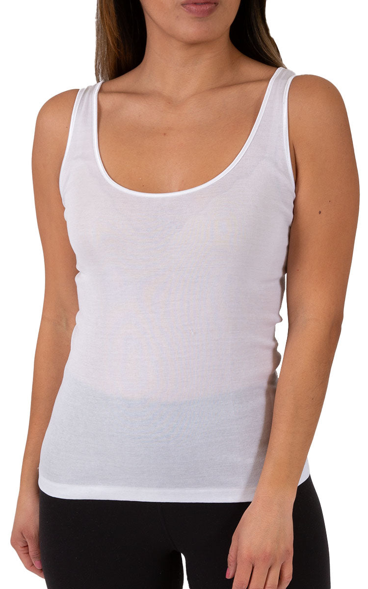 Emmebivi 100% Cotton Singlet in White 21382 SALE