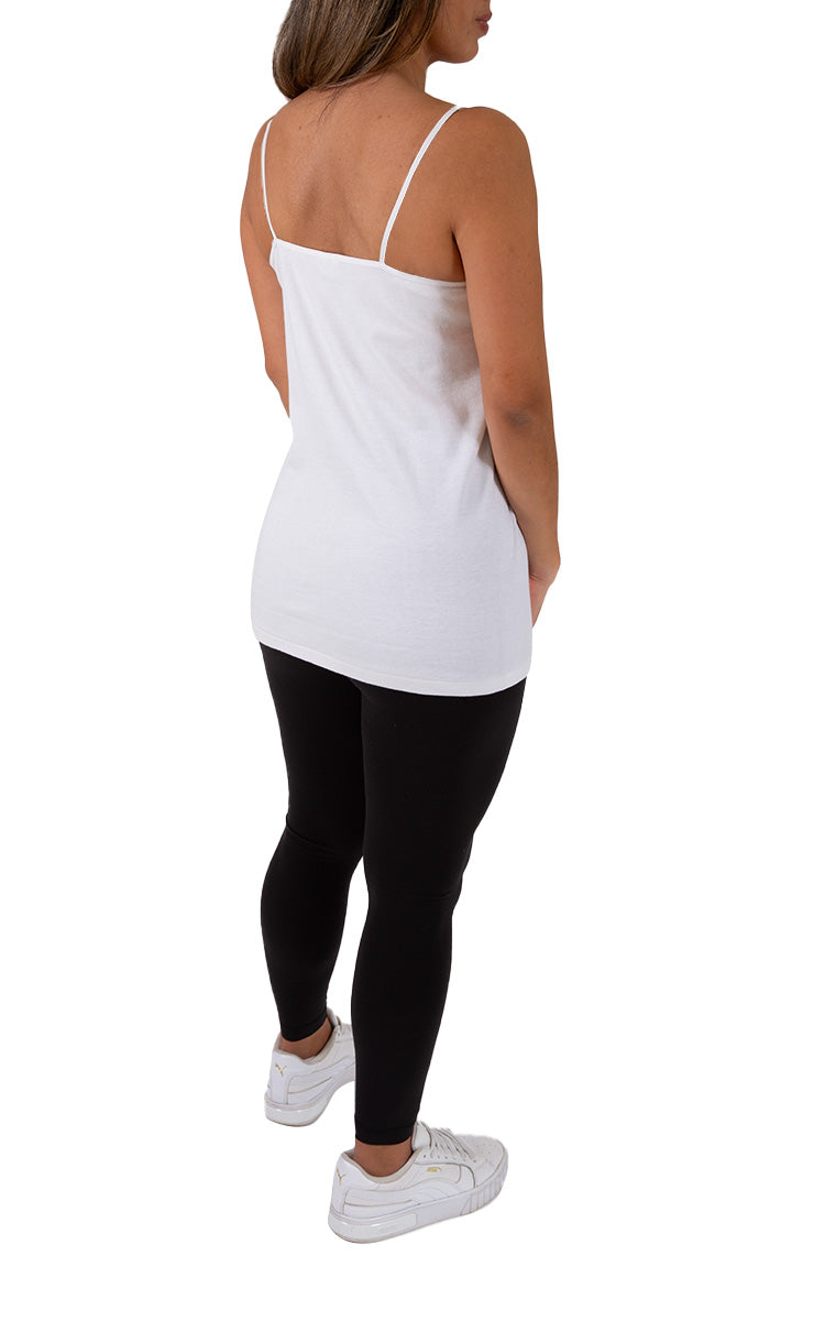 Emmebivi 100% Cotton Camisole Thermal with Lace Trim in White 33011