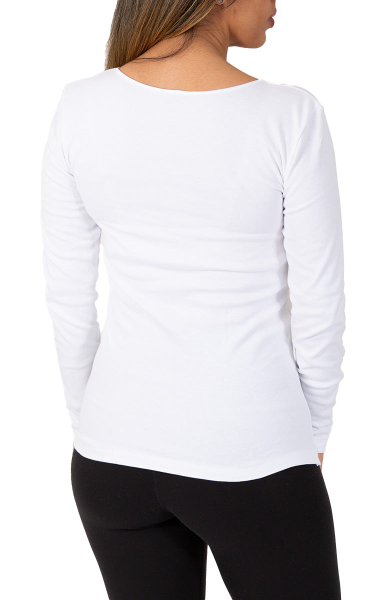Emmebivi 100% Cotton Top with Long Sleeve Thermal in White 30814