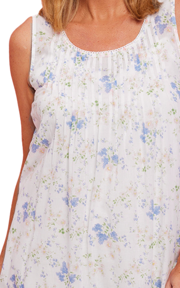 French Country 100% Cotton Nightgown Sleeveless in Poppy Daisy FCD162