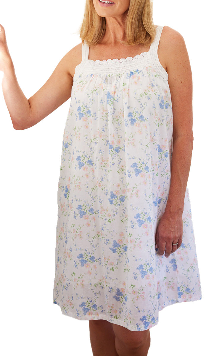 French Country 100% Cotton Strappy Nightgown in Poppy Daisy FCD165A