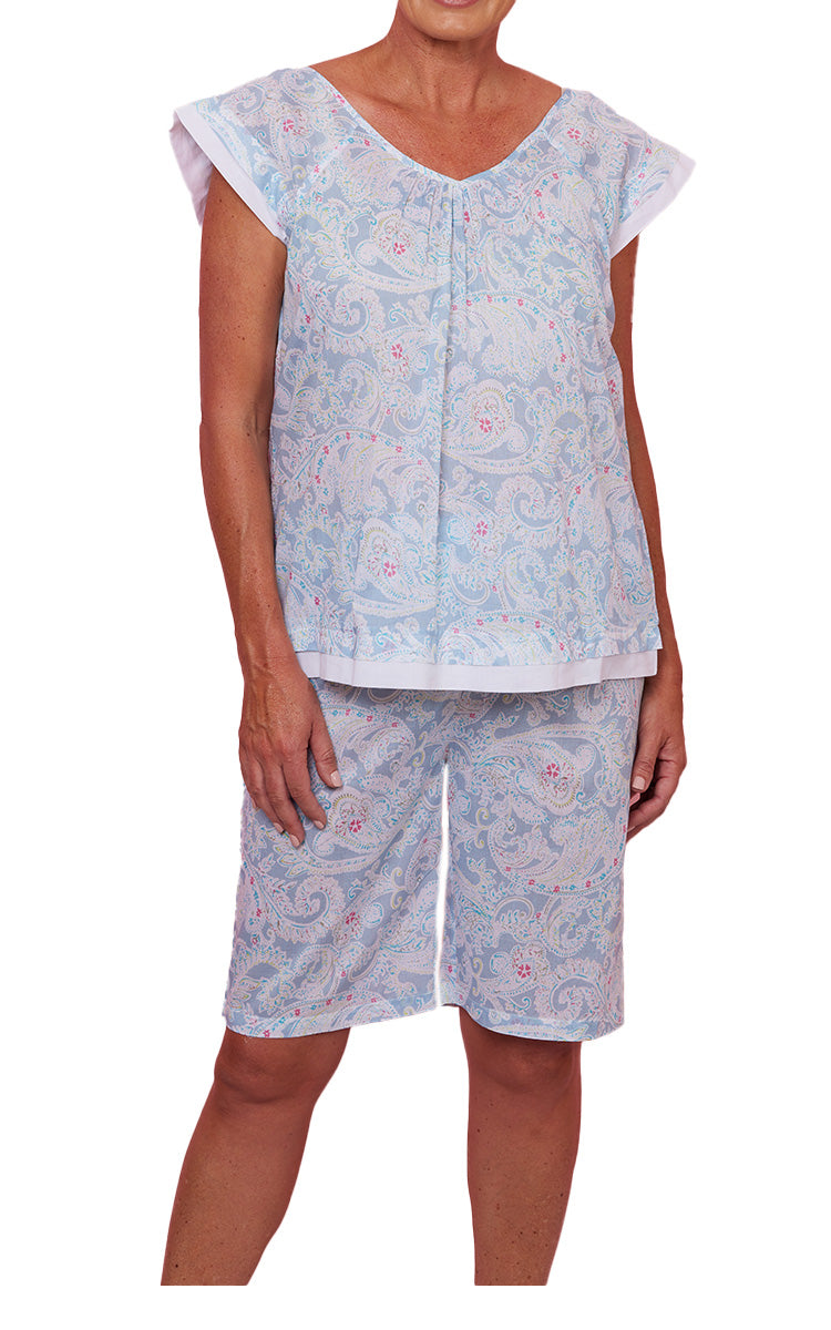 French Country 100% Cotton Pyjama with Short Sleeve in Vintage Paisley FCD174