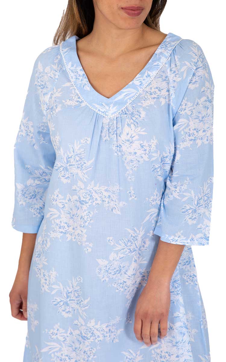 Woman wearing cotton nightie from french country Australia