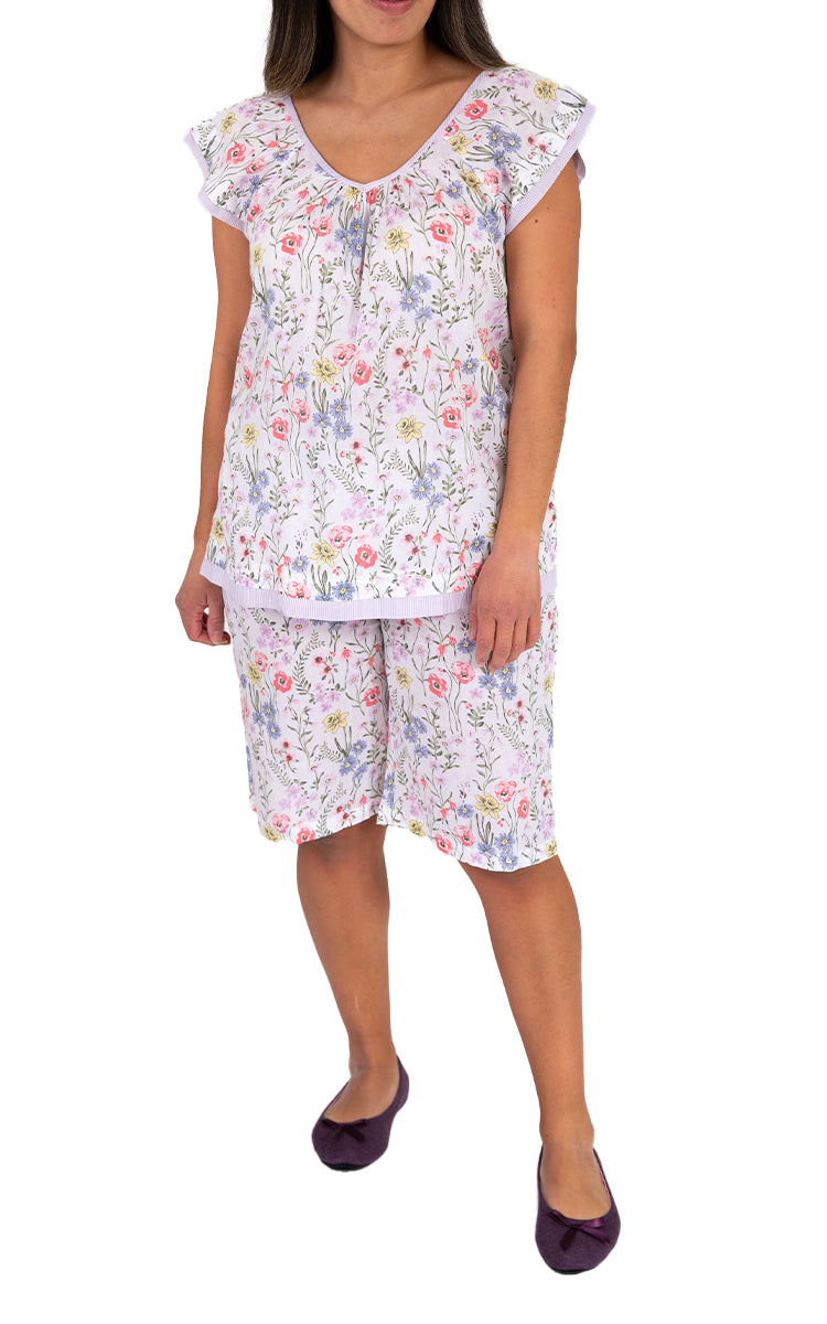 French Country summer pyjama made from pure cotton with floral print perfect for women 