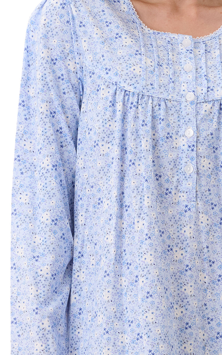 Givoni 100% Cotton Jersey Nightgown In Blue Floral Katie 7LP36K