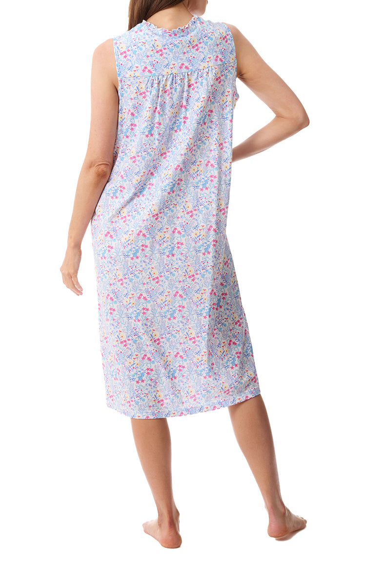 Givoni 100% Cotton Jersey Sleeveless Floral Nightgown In Jesi 8LP30J