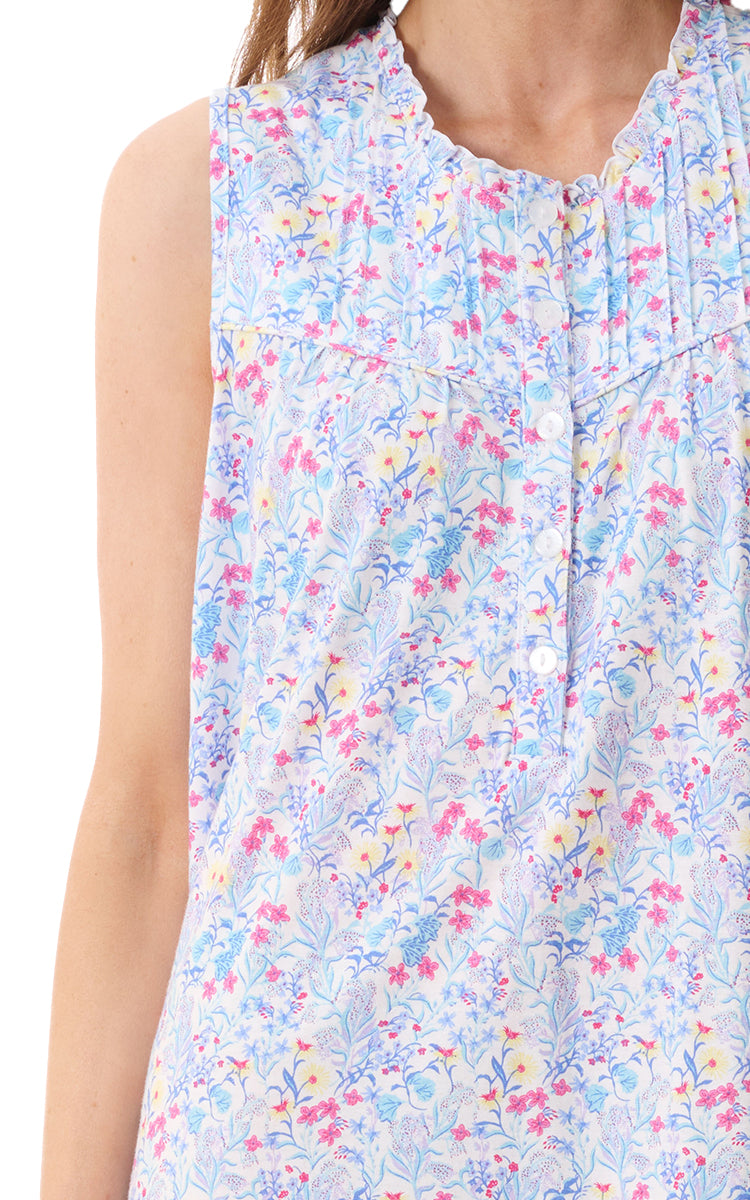 Givoni 100% Cotton Jersey Sleeveless Floral Nightgown In Jesi 8LP30J