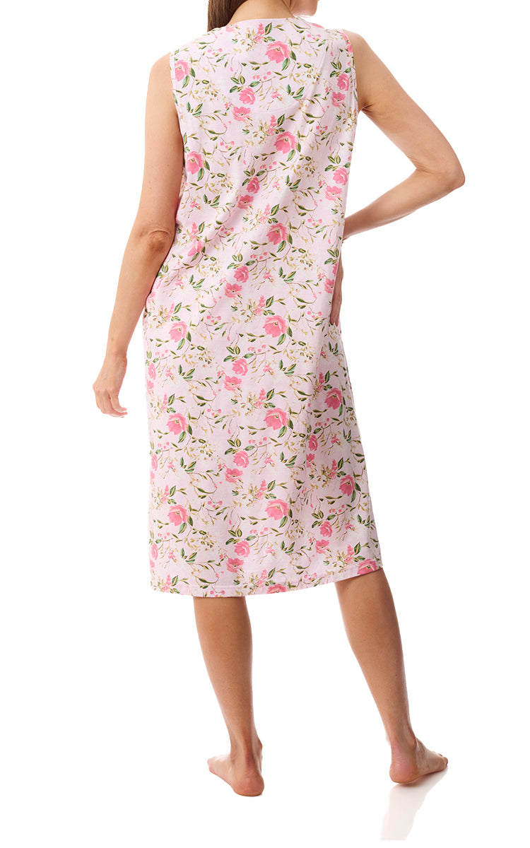 Givoni 100% Cotton Jersey Sleeveless Floral Nightgown In Ferrara 8LP04F