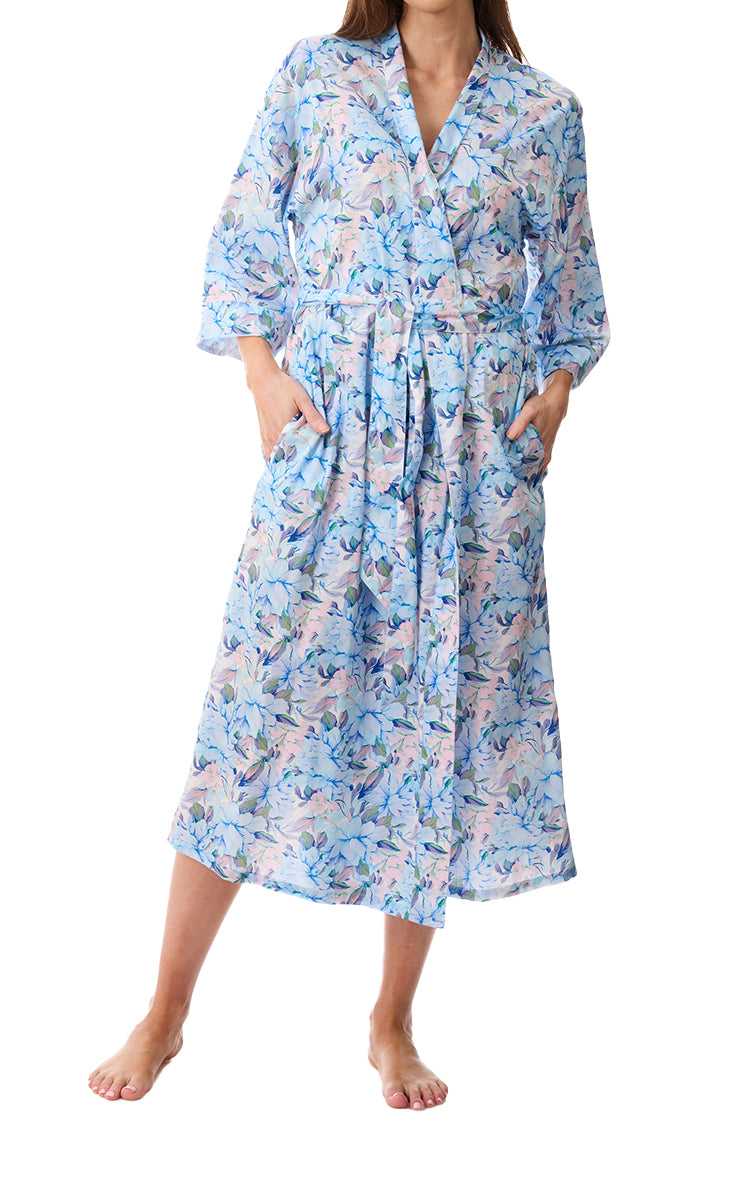 Givoni 100% Woven Cotton Robe In Bari Blue 8AC12B