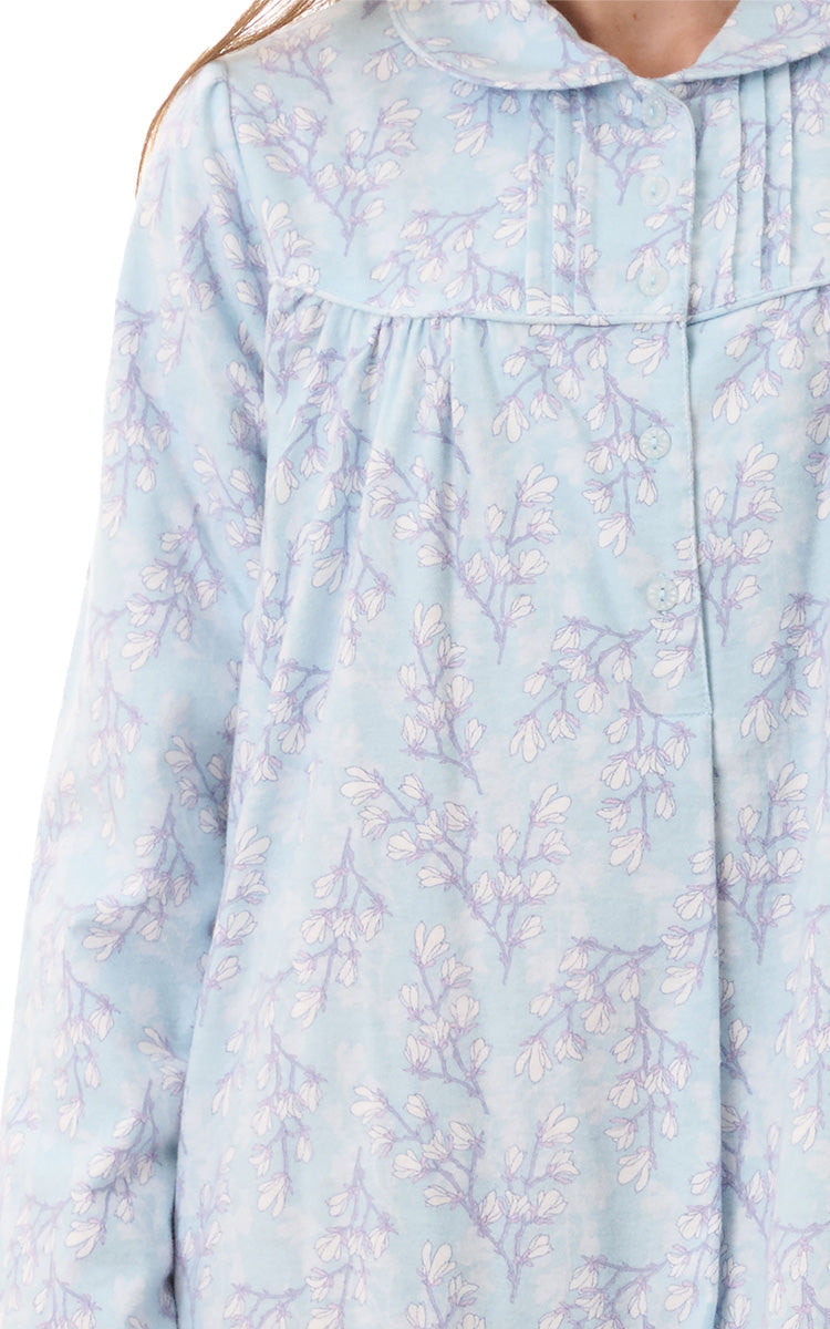 Givoni 100% Cotton Flannelette Nightgown with Long Sleeve and Collar In Jaimie Mint 7FL88J