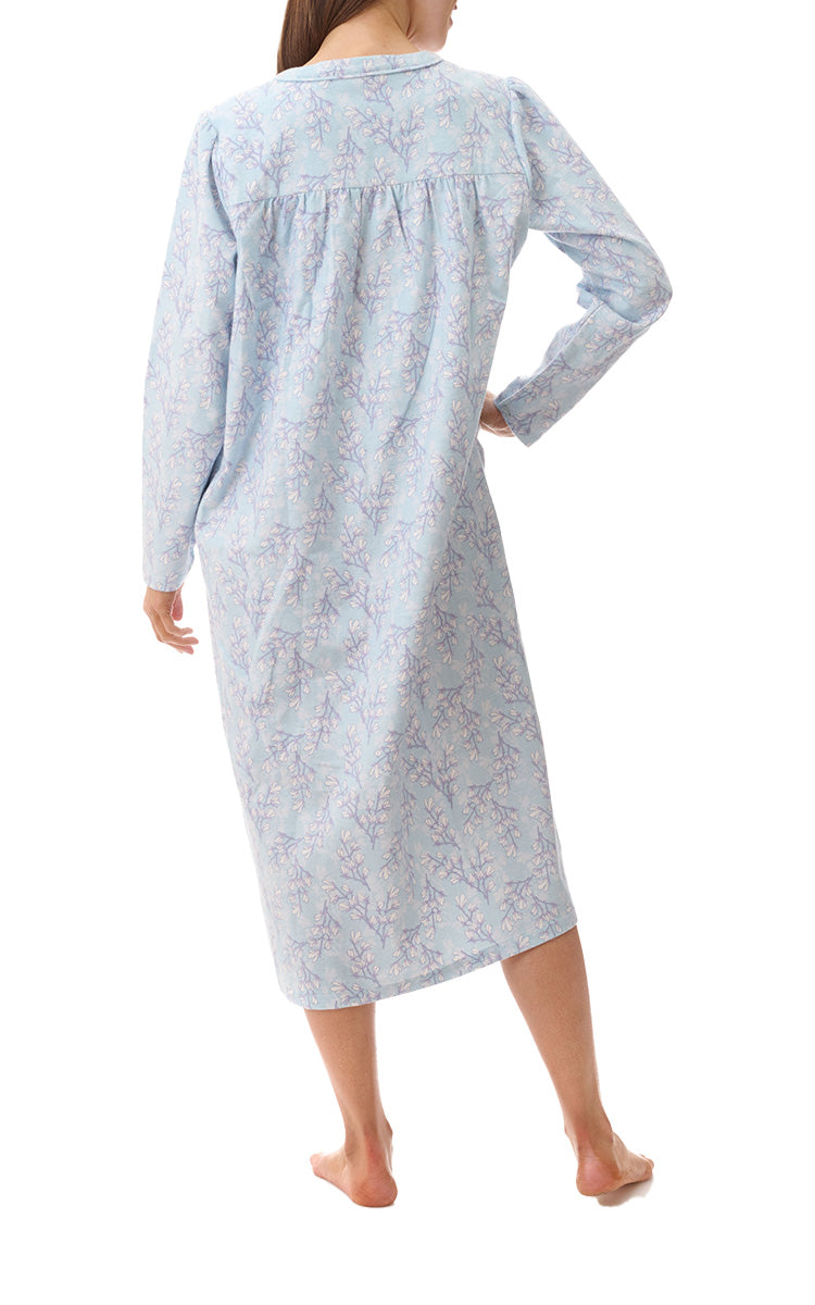 Givoni 100% Cotton Flannelette Nightgown with Long Sleeve In Jamie Mint 7FL98J