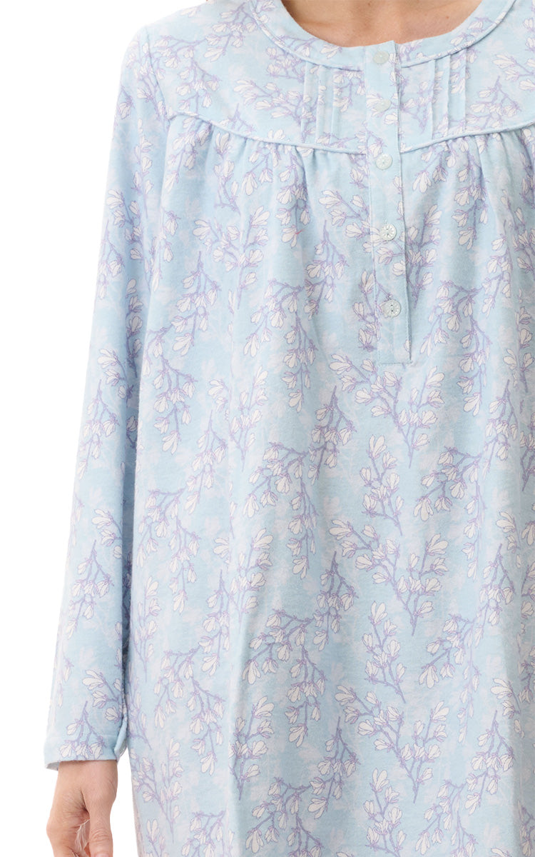 Givoni 100% Cotton Flannelette Nightgown with Long Sleeve In Jamie Mint 7FL98J