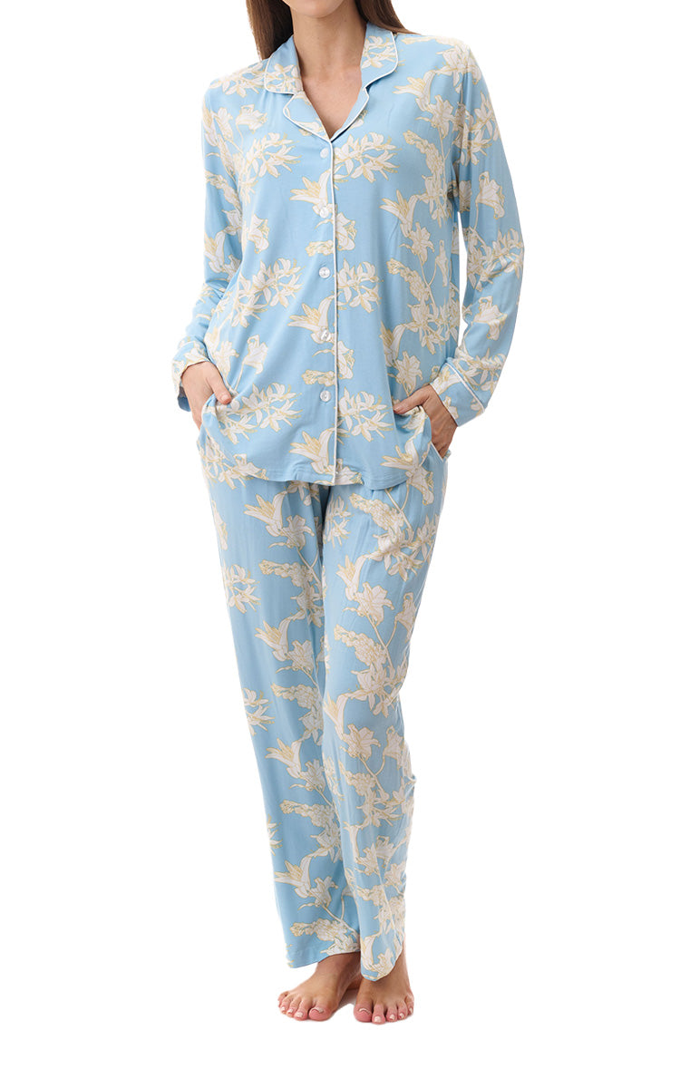 Givoni Modal Pyjama With Long Sleeve in Gia Turquoise 7LG42G