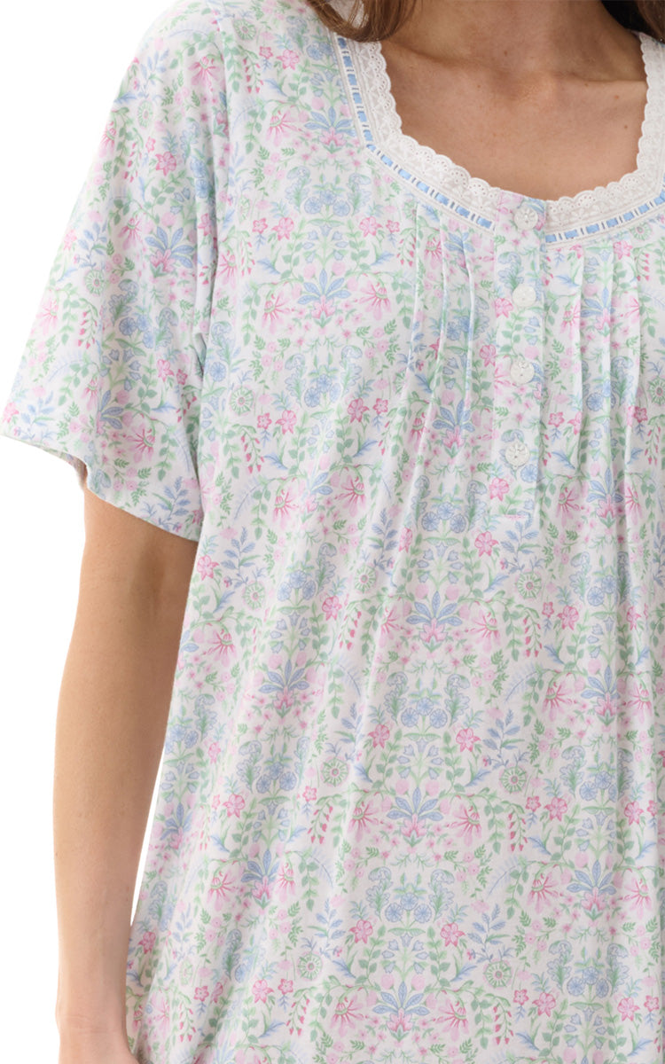 Givoni 100% Cotton Jersey Short Sleeve Nightgown In Ivy 6LP38I