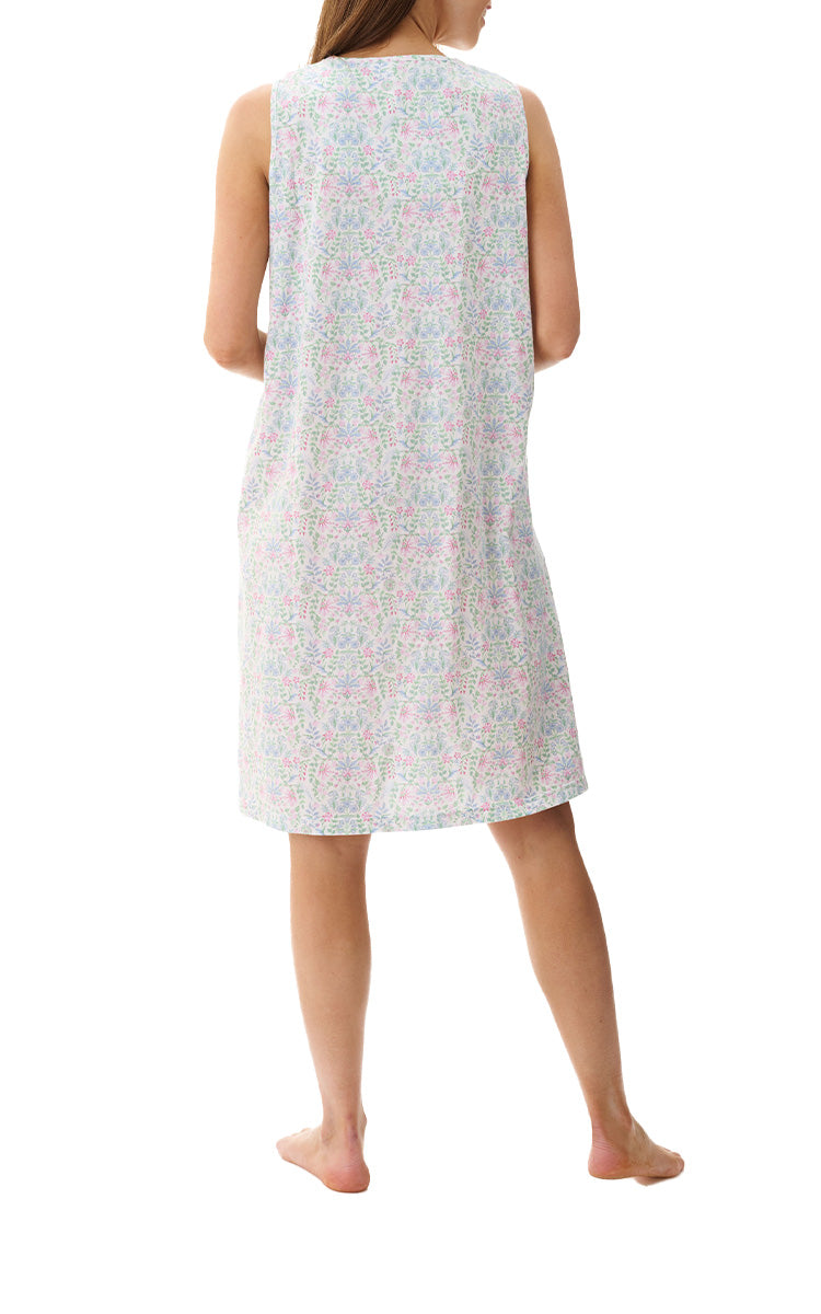 Givoni 100% Cotton Sleeveless Nightgown In Ivy 6LP40I