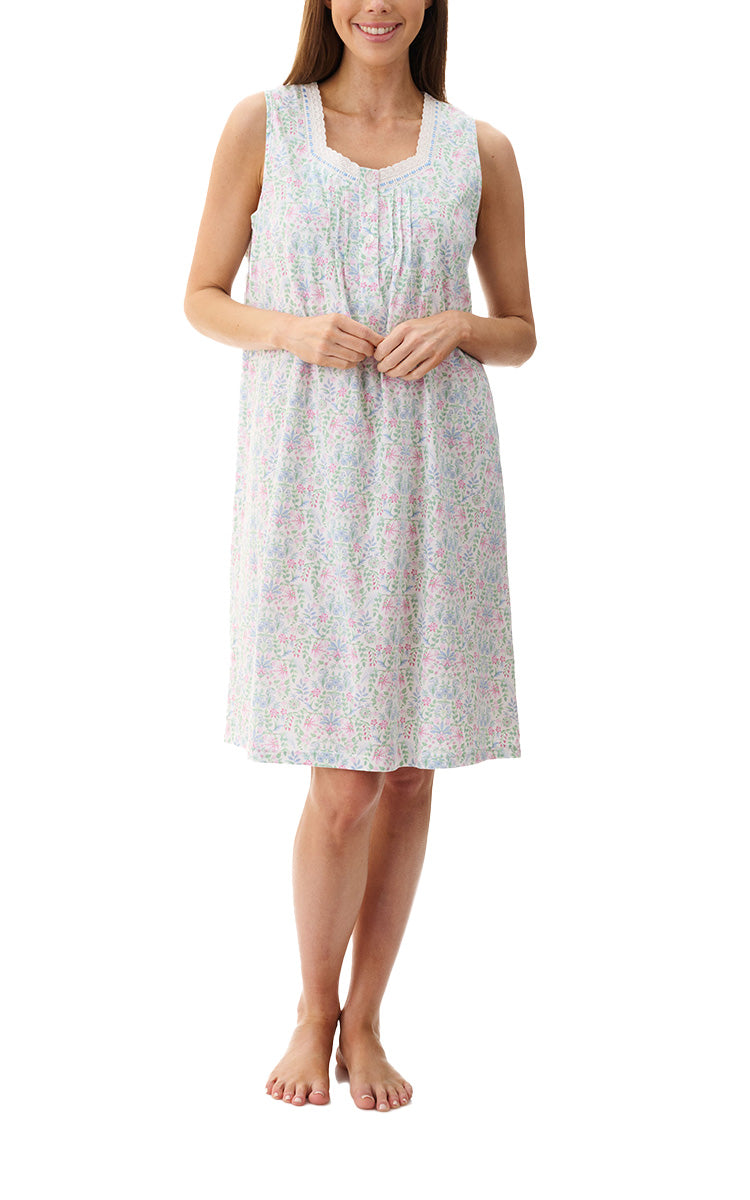 Givoni 100% Cotton Sleeveless Nightgown In Ivy 6LP40I