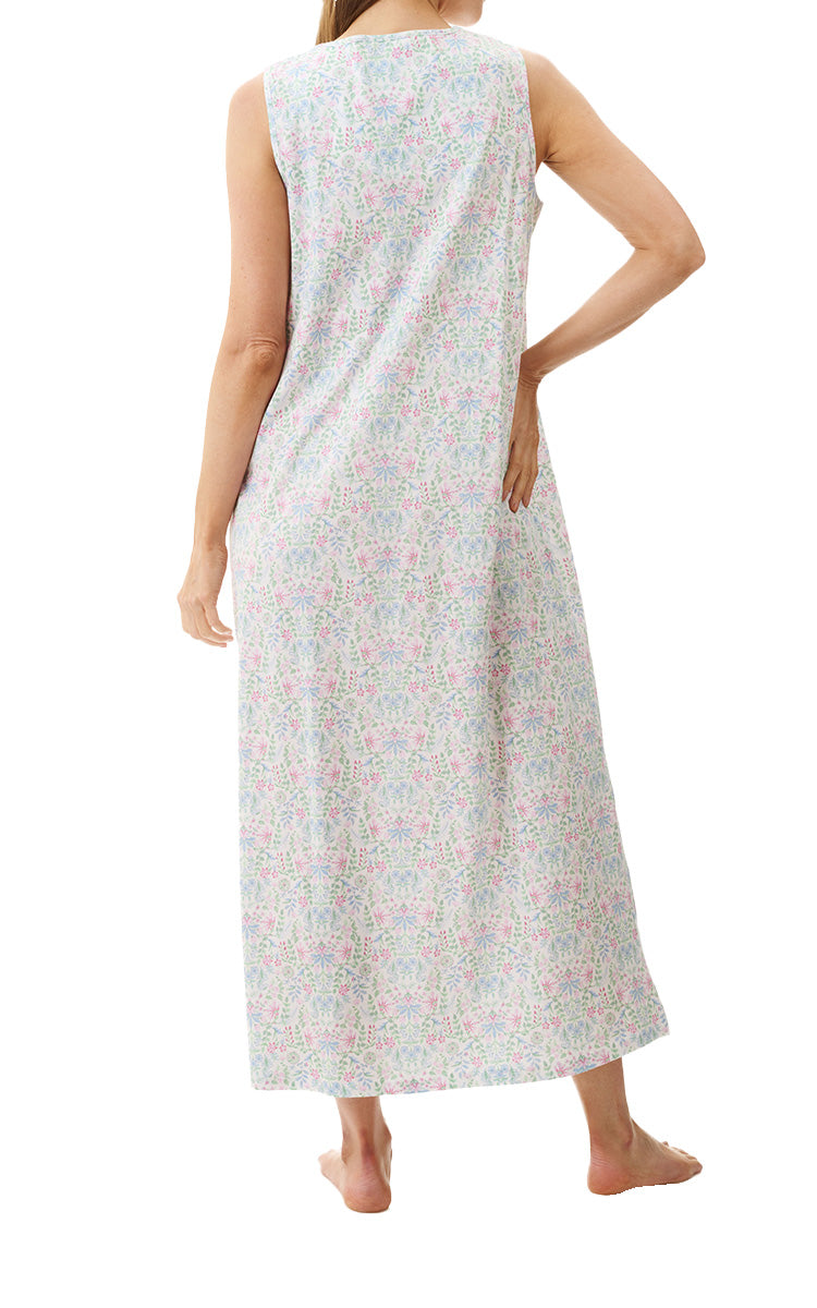 Givoni 100% Cotton Sleeveless Nightgown In Ivy 6LP42I