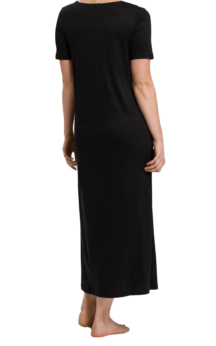 Hanro 100% Cotton Nightgown with Short Sleeve in Black Moments H7933