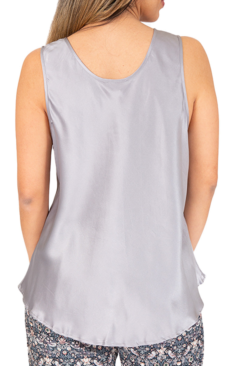woman wearing Love and Luster round neck silk singlet