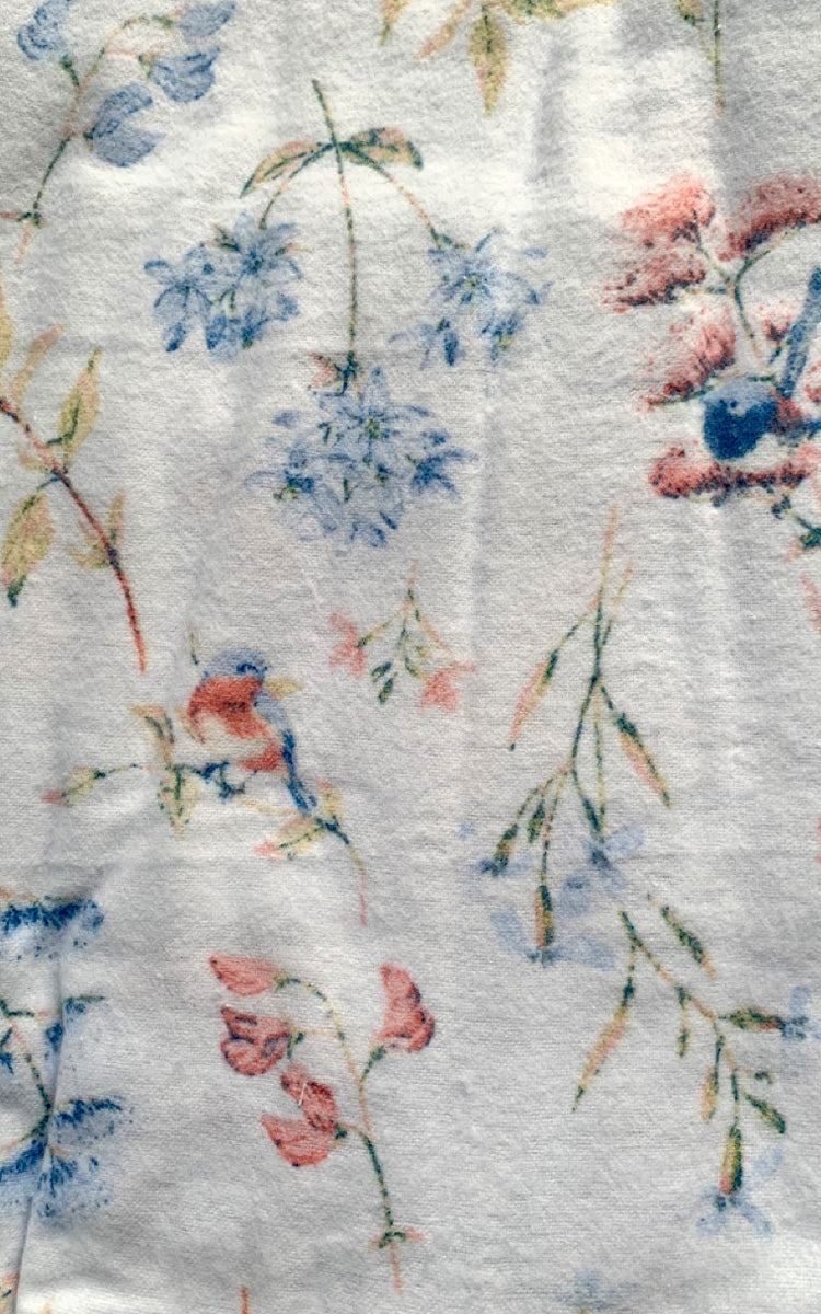 Schrank 100% Cotton Flannelette Nightgown With Collar In Blue Botanical Floral SK617B