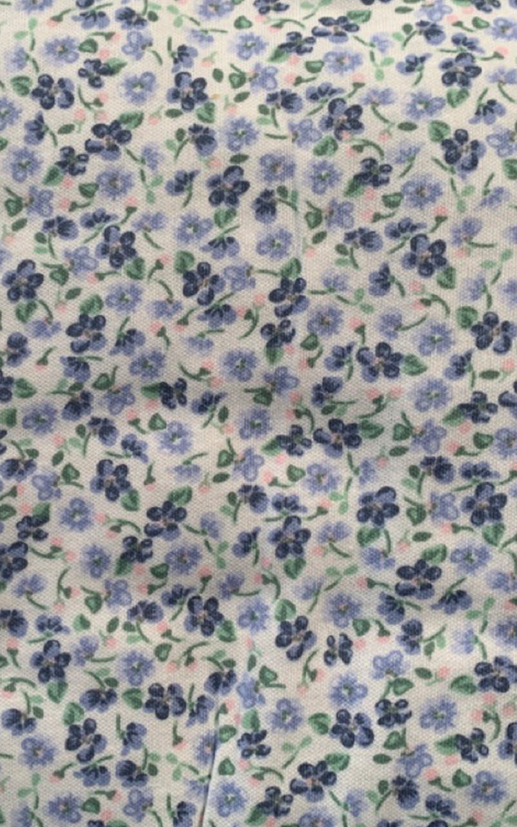 Schrank Polycotton Jersey Embroidered Nightgown With Collar In Blue Ditsy Floral SK227D