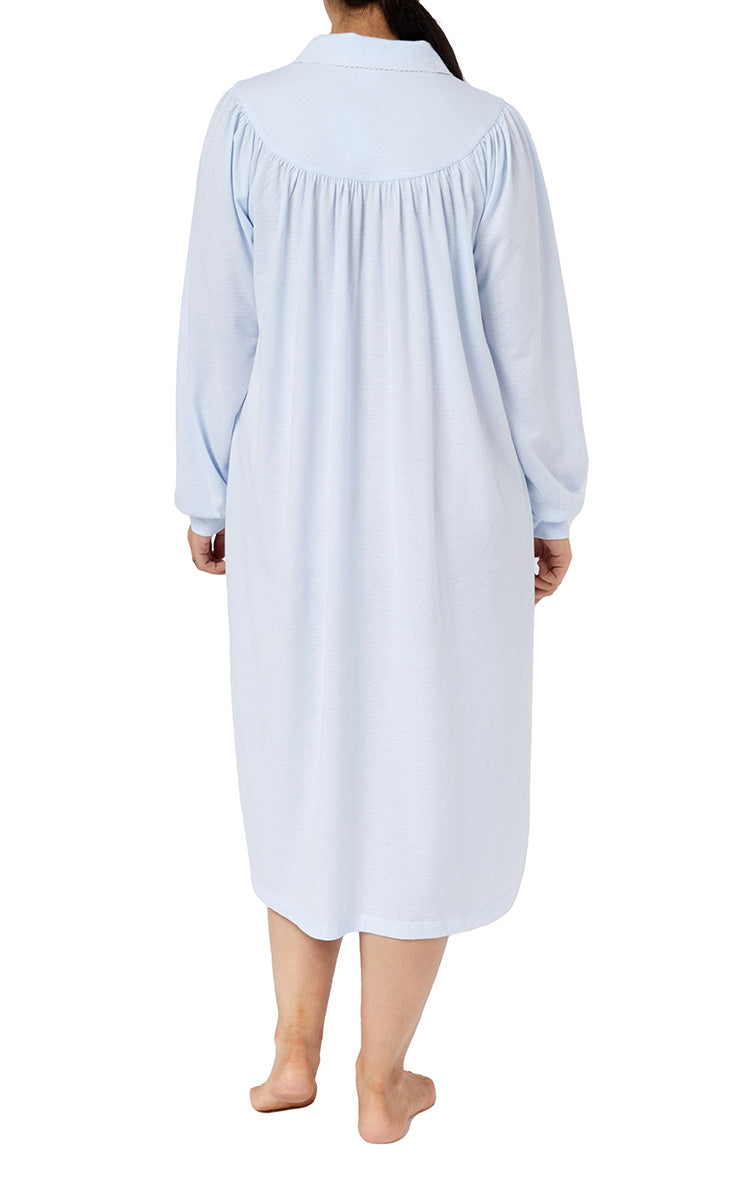 Schrank Polycotton Jersey Nightgown With Collar In Blue SK232E