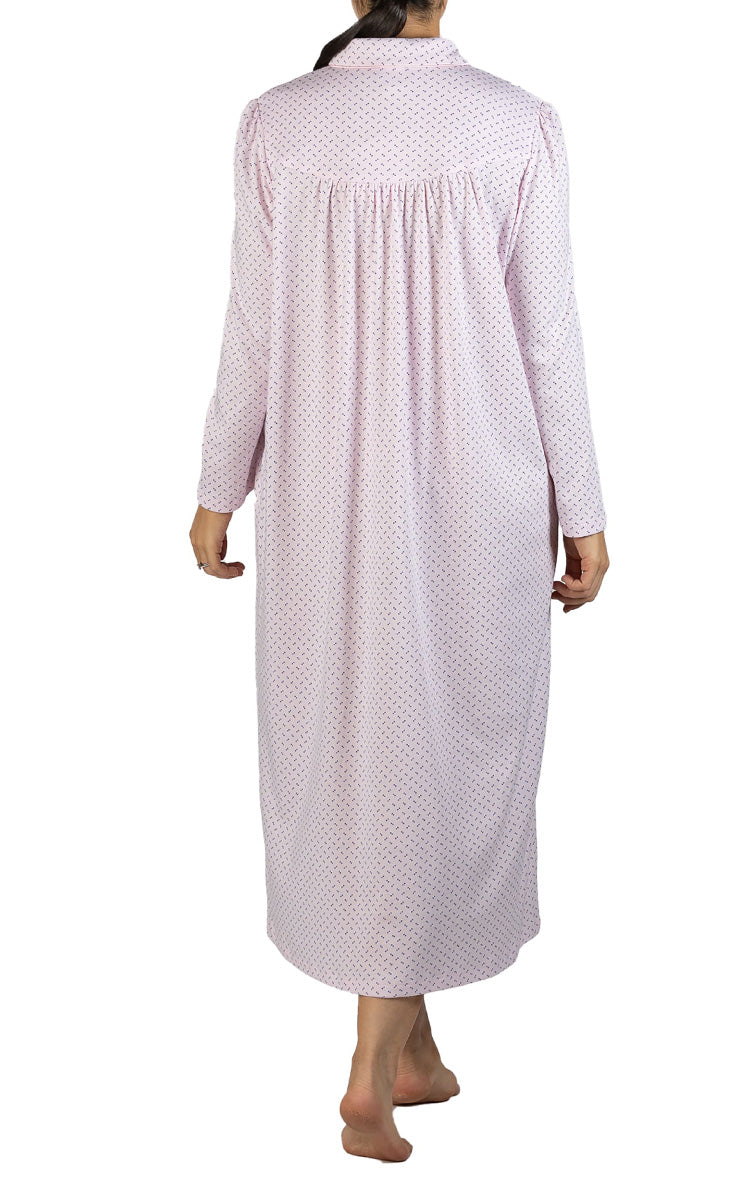 Schrank Polycotton Jersey Embroidered Nightgown With Collar In Pink SK235S
