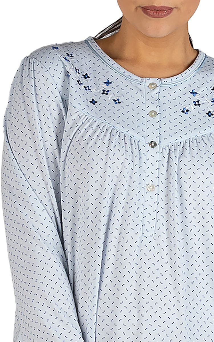 Schrank Polycotton Jersey Embroidered Nightgown In Blue SK236S