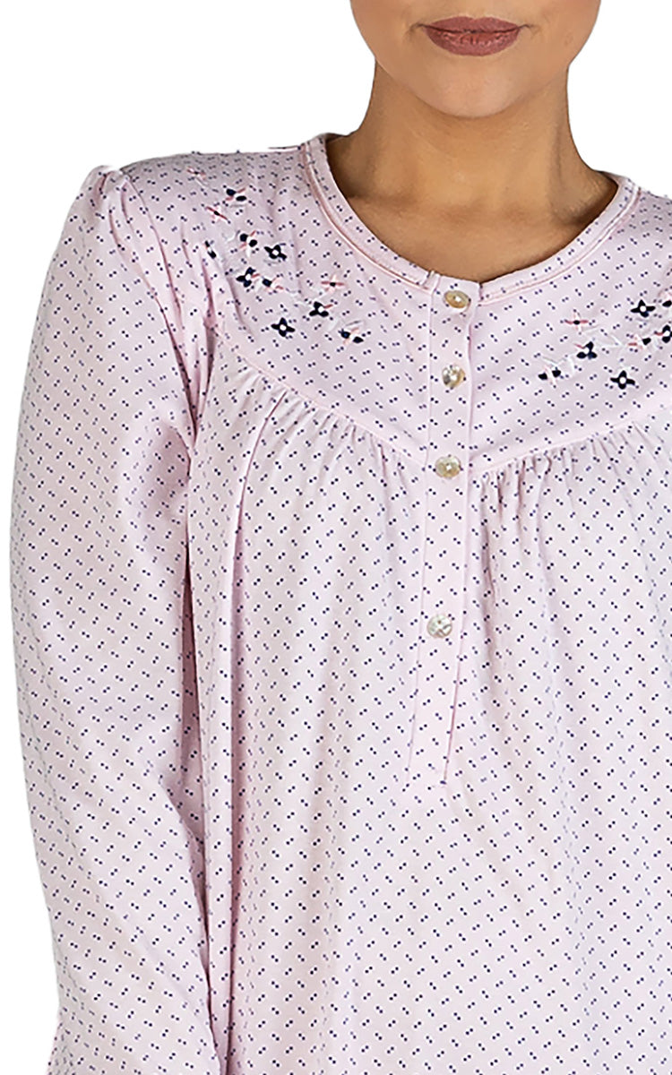 Schrank Polycotton Jersey Embroidered Nightgown In Pink SK236S