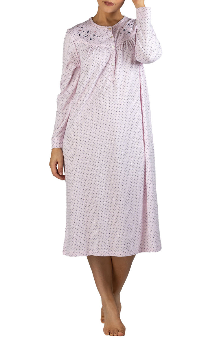 Schrank Polycotton Jersey Embroidered Nightgown In Pink SK236S