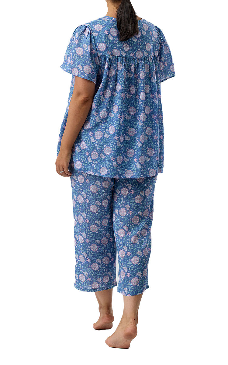 Schrank 100% Lyocell Pyjama with Short Sleeve and 7/8 length Pant in Denim Boho print SK509B5