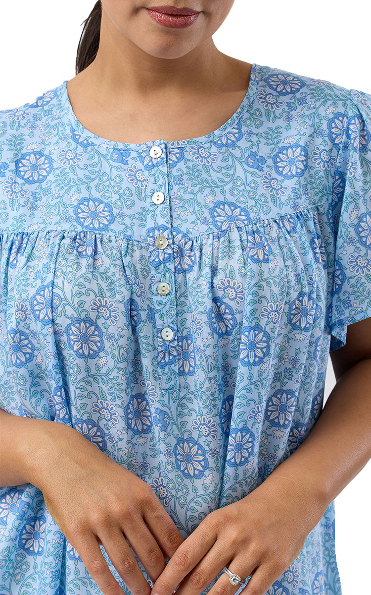 Schrank 100% Lyocell Pyjama with Short Sleeve and 7/8 length Pant in Sky Boho print SK509B5