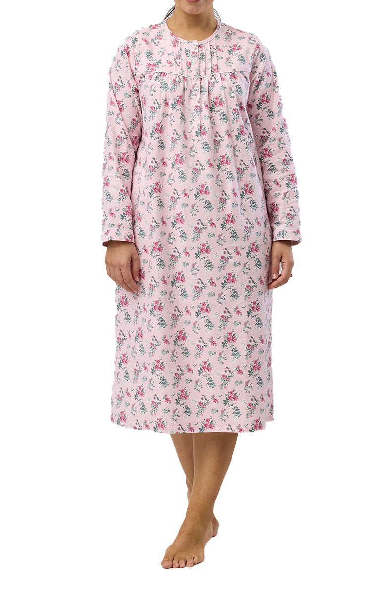 Schrank 100% Cotton Flannelette Nightgown In Pink Crab Apple SK611C5
