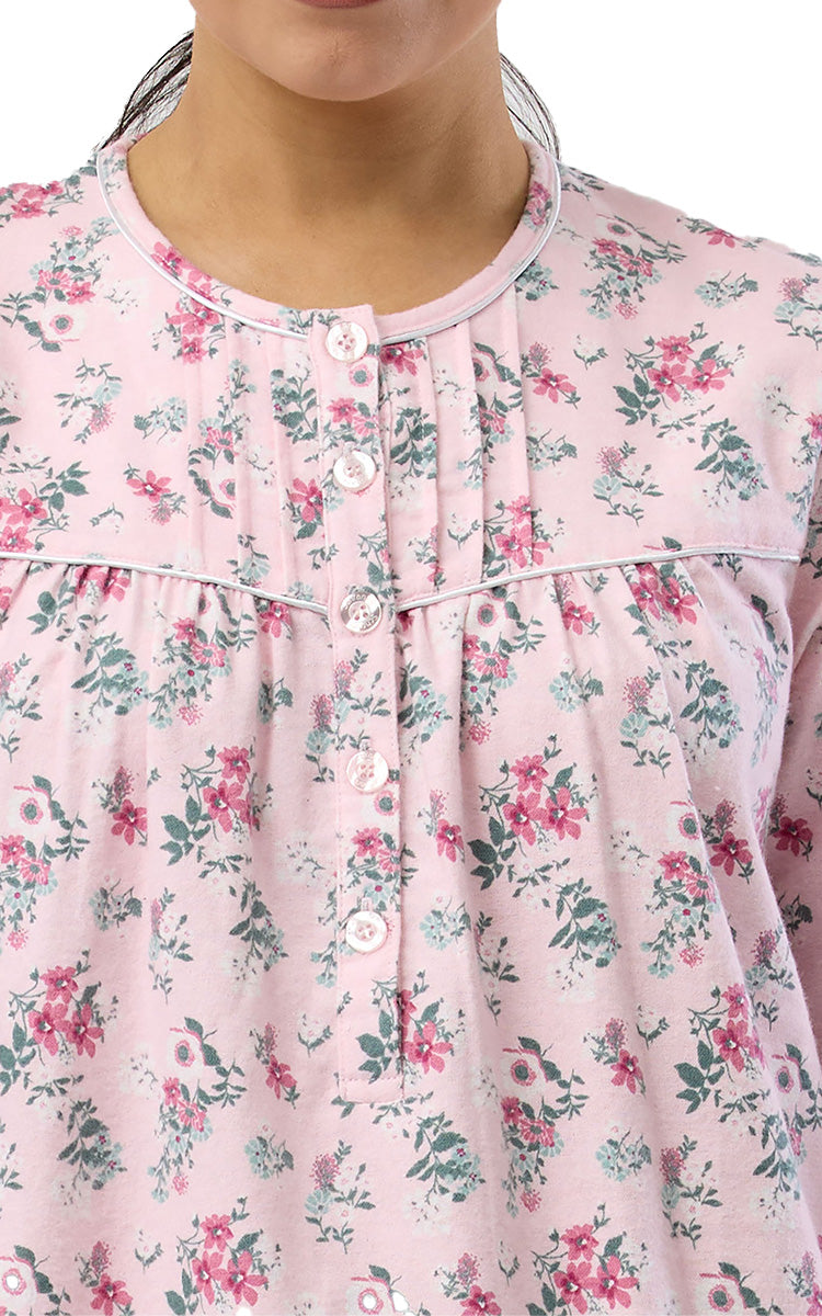 Schrank 100% Cotton Flannelette Nightgown In Pink Crab Apple SK611C5