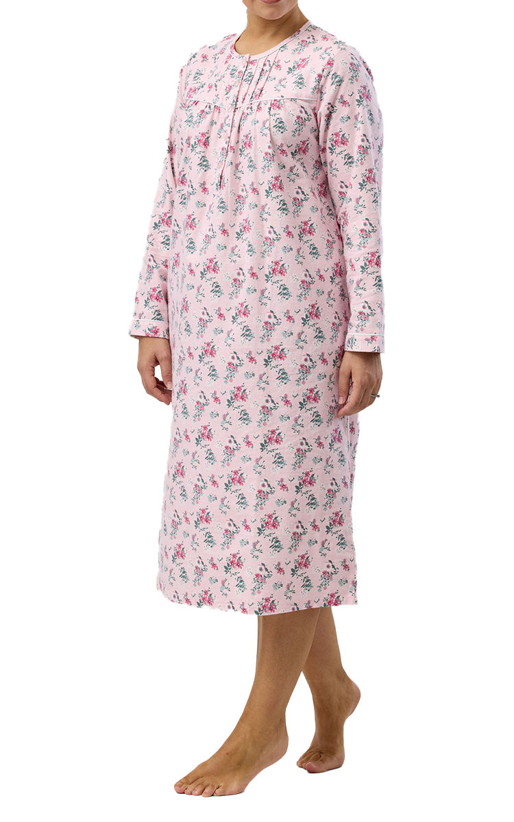 Schrank 100% Cotton Flannelette Nightgown In Pink Crab Apple SK611C5